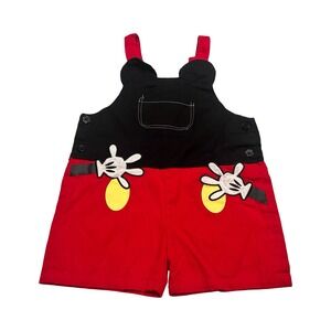Dudu Cream Mickey Mouse Inspired Red Black Shorts Overalls Shortalls 5T